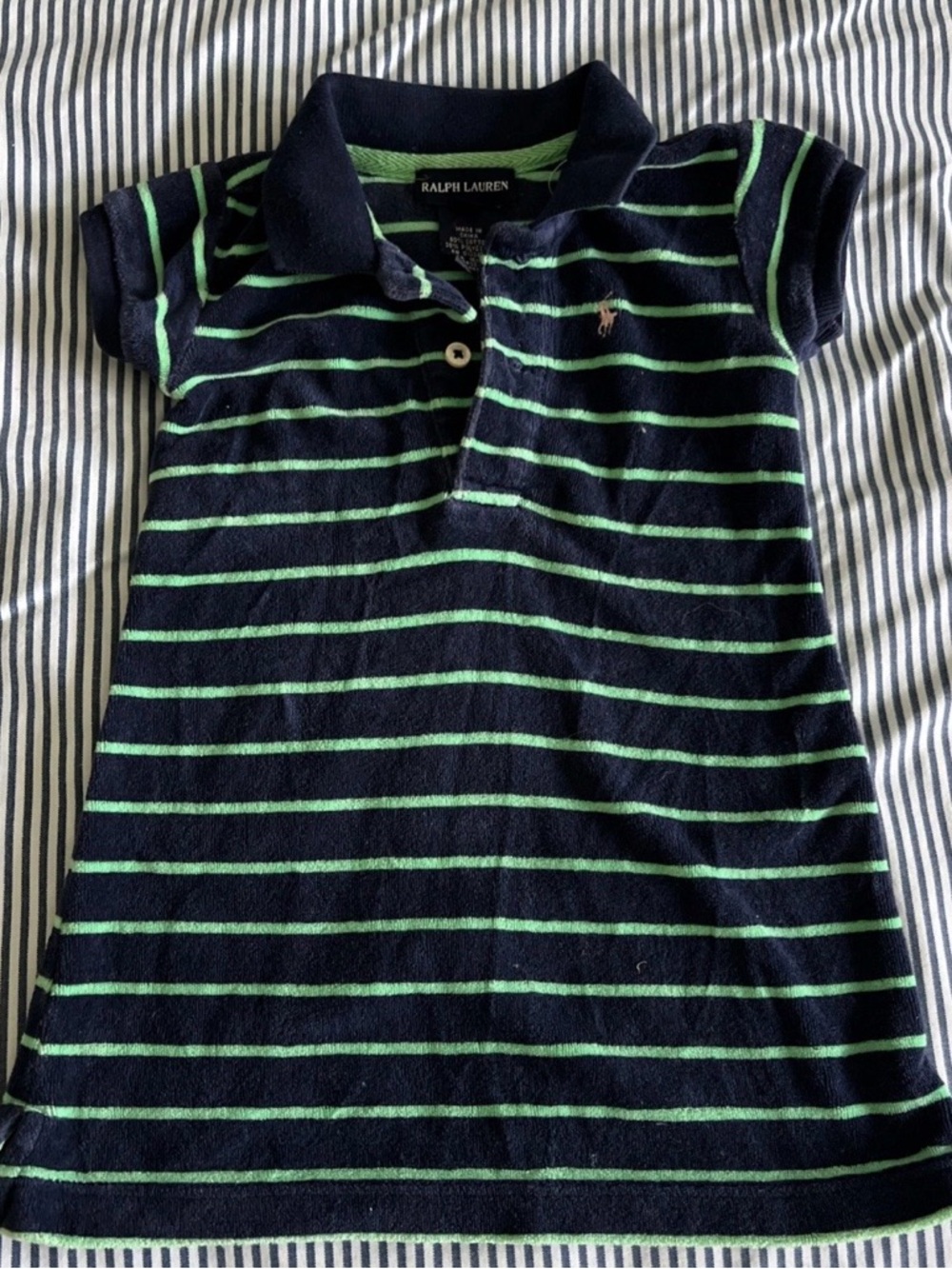 Ralph Lauren Navy with Green Striped Polo Dress